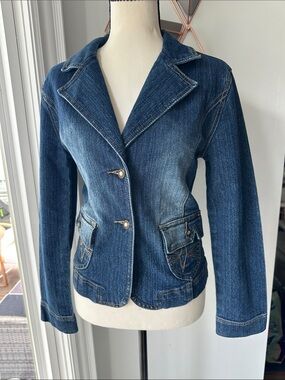 VINTAGE Y2K 725 ORIGINALS Women's Denim Jean Blazer Jacket Blue Size Small